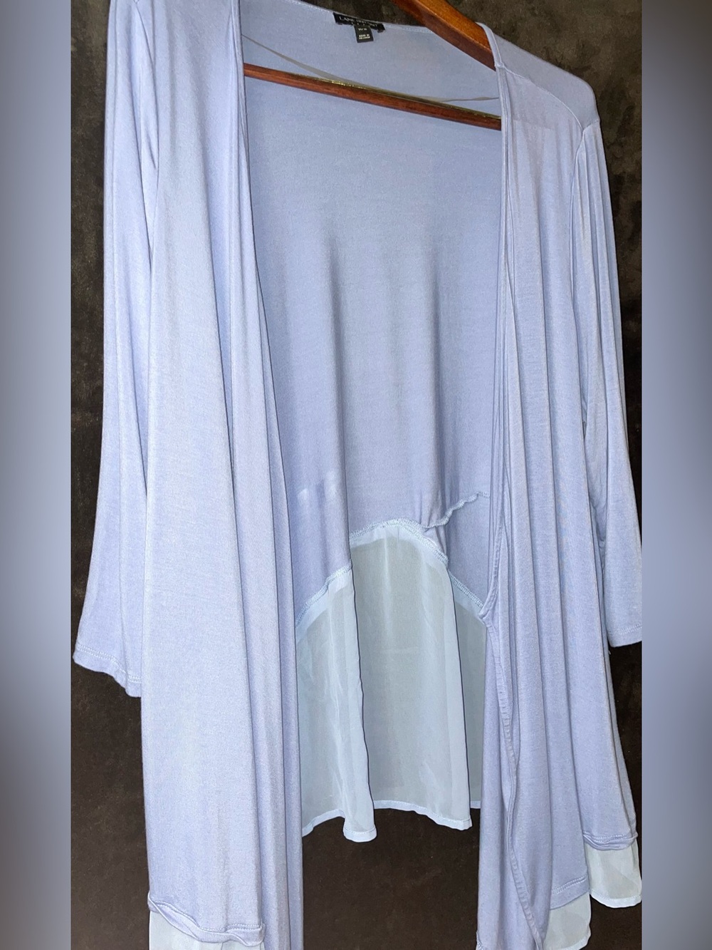 Lane Bryant Blue Open-Front Cardigan with Sheer Back Size-14-16